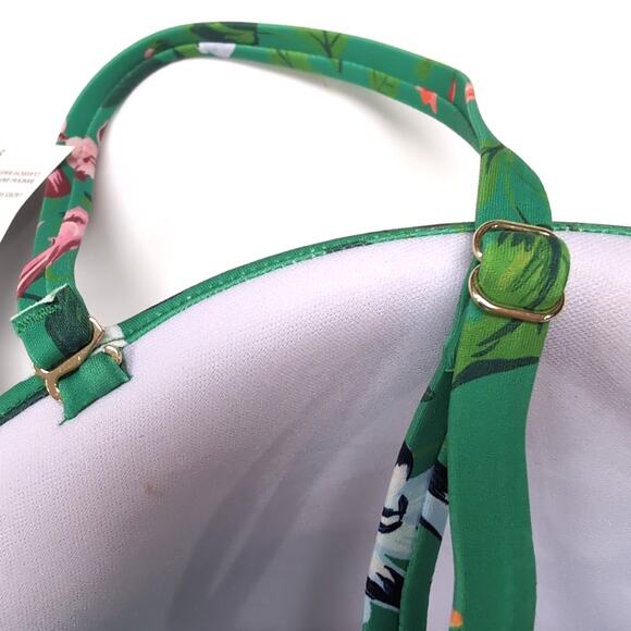 LOFT Swim Bikini Size XXL Green Floral Bandeau Top High-Waisted Bottom NEW NWT - Picture 5 of 16